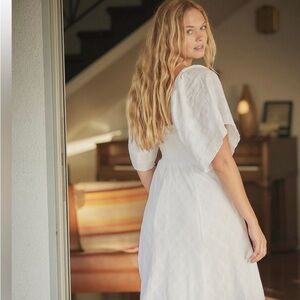 Free People Hard to Resist Midi Dress White Textured Gauze NWT Size M